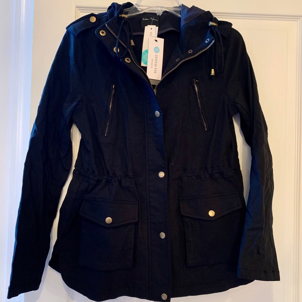 Eden Society Black Hooded Cargo Jacket—Never Worn
